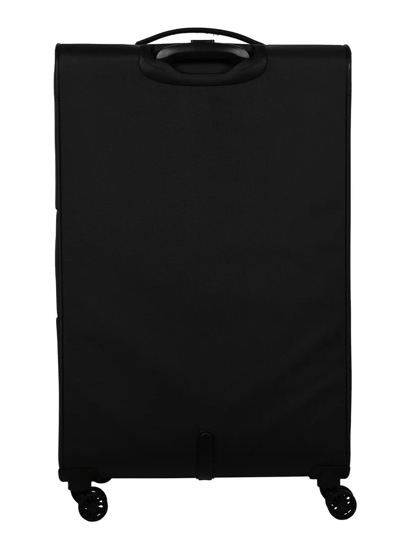 AMERICAN TOURISTER  Majoris + Suitcase, Check-In Size 83 cm, 4 Spinner Wheels, Soft Top, 100% Polyester, Black|Corner Guards|Multi Front Pocket|TSA Combination Lock|Expandable|Retractable Aluminum Handle - 3 Years International Warranty  | Best Price UAE